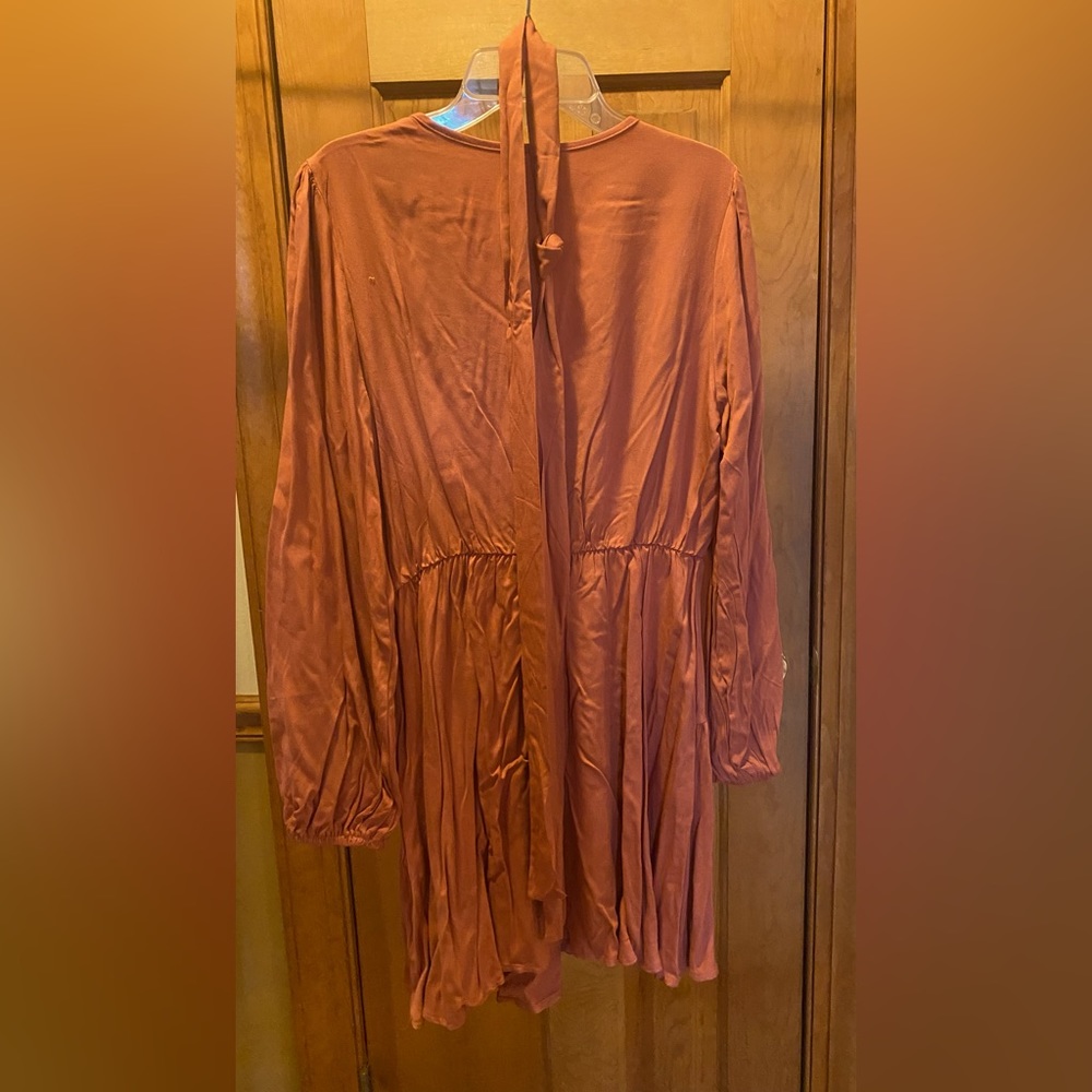 Rust colored dress with v in back